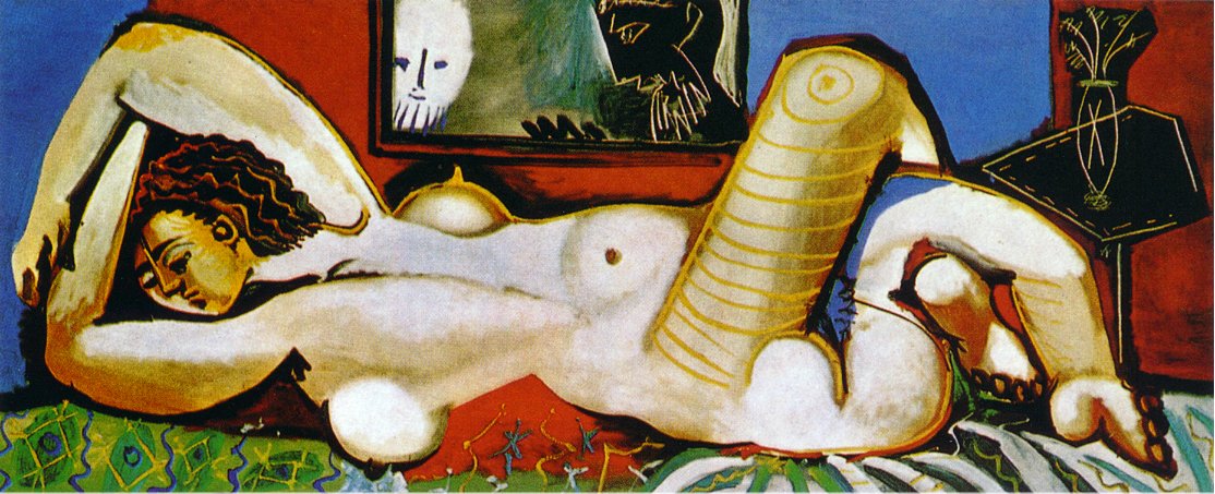Picasso Lying naked woman. The Voyeurs 1955